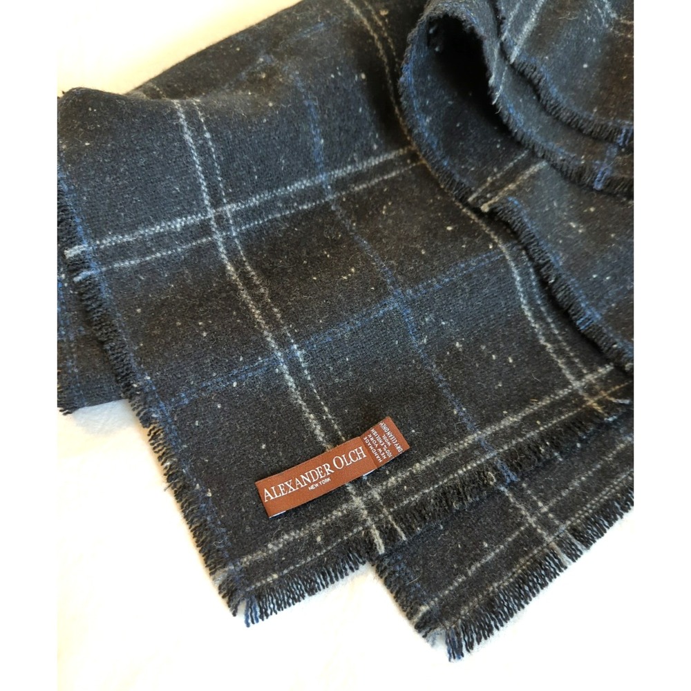 Alexander OLCH New York Scarf Men Handmade English Wool Windowpane Old Money
